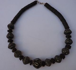 black and white ceramic bead necklace by alkina