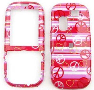 Samsung T469 Gravity 2 Transparent Design, Peace Signs and Hearts on Pink Hard Case/Cover/Faceplate/Snap On/Housing/Protector Cell Phones & Accessories