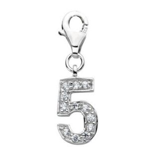 Amore La Vita™ Cubic Zirconia Number 5 Charm in Sterling Silver