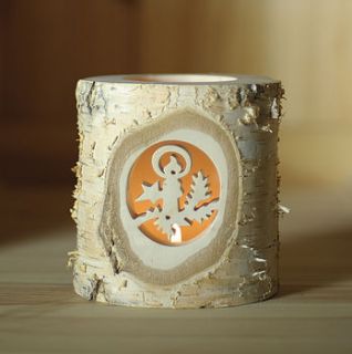 log votive with candle design by the orchard