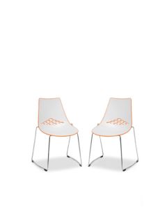 White and Orange Plastic Modern Dining Chair by Design Studios