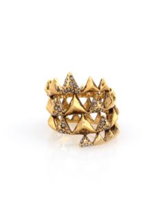 Gold & Pave Crystal Pyramid Wrap Ring by House of Harlow 1960