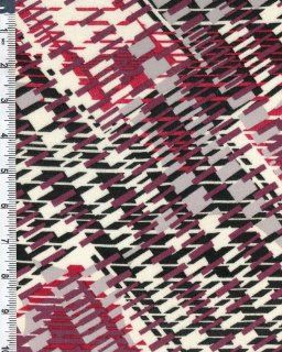 Rayon Jersey Knit Geometric Vibration Print Fabric By The Yard, Wine Mix 481