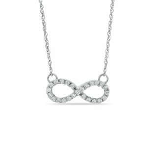 Lab Created White Sapphire Sideways Infinity Necklace in Sterling