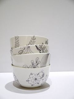 bone china bowls with jacobean designs by victoria mae designs