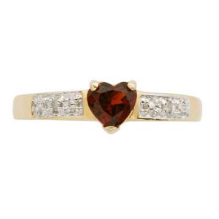 0mm Heart Shaped Garnet and Diamond Accent Ring in Sterling Silver