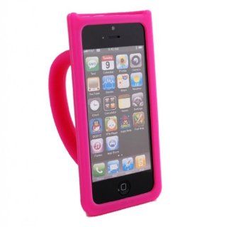 Angelseller XKM Hot pink 3D Coffee Cute Mug Silicone Stand Case Cover Skin for Apple iPhone 5/5G/5th Cell Phones & Accessories