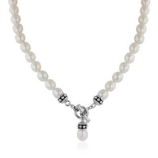 Freshwater Pearl Strand Toggle Necklace in Sterling Silver   17