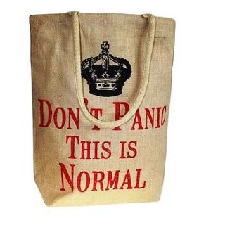 'don't panic this is normal' jute bag by sleepyheads