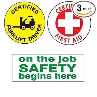 3 Safety Hardhat Stickers Mix SS1 Hardhat Accessories
