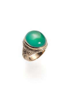 Green Agate Filigree Oval Ring by Stephen Dweck
