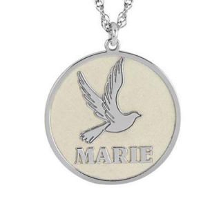 Round Dove Name Pendant in Sterling Silver (8 Characters)   Zales