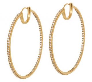 Diamonique 14K Gold Clad 2 Inside Out Hoop Earrings —