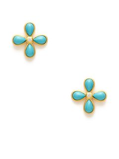 Turquoise & CZ Floral Earrings by Belargo