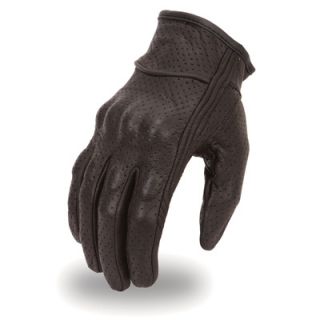 First Classics Men's Lightweight, Perforated Motorcycle Gloves With Rubberized Knuckles — Black, Model# FI134GL  Driving Gloves