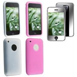 3 piece White/ Pink Skin Case/ LCD Protector for Apple iPhone 3G/ 3GS Eforcity Cases & Holders