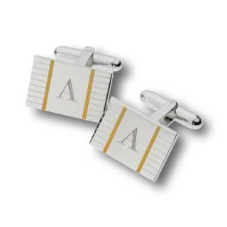 Mens Rectangular Cuff Links in Sterling Silver and 24K Gold Plate (1