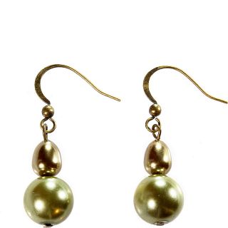Alexa Starr Brown And Green Baroque Pearl Double Drop Earrings
