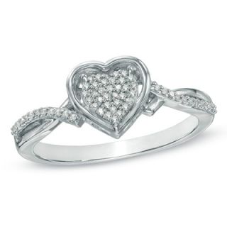 10 CT. T.W. Diamond Cluster Heart Ring in Sterling Silver   Zales