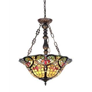 Chloe Lighting CH33389VR18 UH3 Tiffany Style Victorian 3 Light Inverted Ceiling Pendant 18 Inch Shade, Multi Colored    