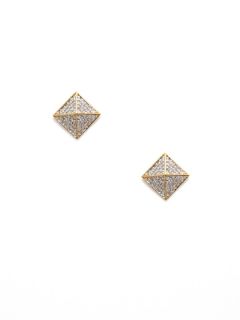 Gold & CZ Pyramid Stud Earrings by Noir Jewelry