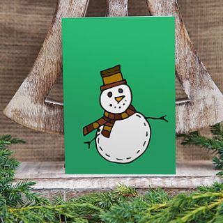 christmas snowman greeting card by claire close