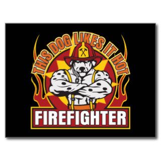 Firefighter Likes it Hot Postcards