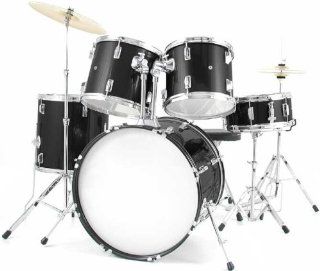 Bridgecraft/Derosa 5 Pc Drum Set with Cymbals   Black Musical Instruments
