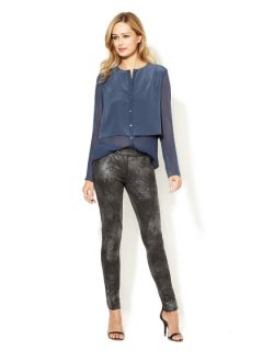 Faux Leather Metallic Ponte Pant by Nicole Miller