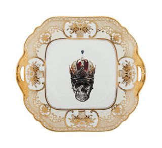 skull in crown gold cake plate by melody rose