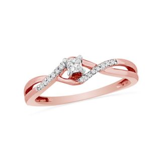 CT. T.W. Princess Cut Diamond Promise Ring in 10K Rose Gold