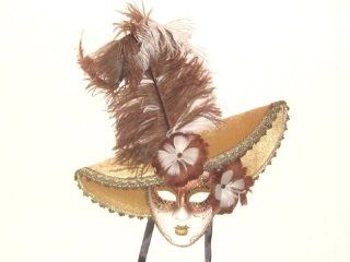 Brown Tan Cappello Toni Venetian Hat Masquerade Mask   Decorative Masks