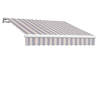Awntech 14 ft Wide x 10 ft Projection Dusty Blue Multi Striped Slope Patio Retractable Remote Control Awning