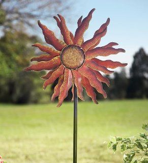 Red Sun Wind Spinner  Wind Sculptures  Patio, Lawn & Garden