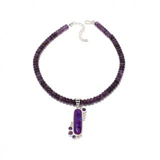 Jay King Purple Turquoise with Amethyst Sterling Silver Pendant Necklace