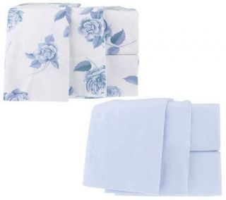 Northern Nights Set of 2 Solid & Floral Queen Flannel Sheet Sets —