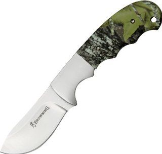 Browning Knives 513 Skinner Fixed Blade Knife with Rubberized Mossy Oak Break Up Camo Finish Finger Groove Handles  Fixed Blade Camping Knives  Sports & Outdoors