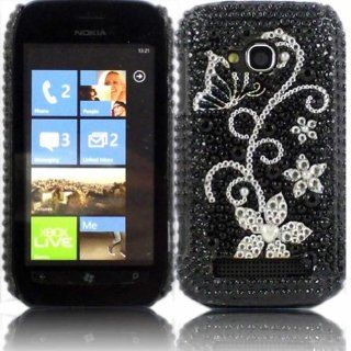 Diamante Diamond Case Cover For Nokia Lumia 710 / Flower of Heart Cell Phones & Accessories