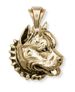 Solid Pit Bull Pendant 14K Yellow Gold Vermeil Pitbull Julian Esquivel and Ted Fees Jewelry