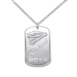 Personalized Dog Tag Graduation Name Pendant in Sterling Silver (8