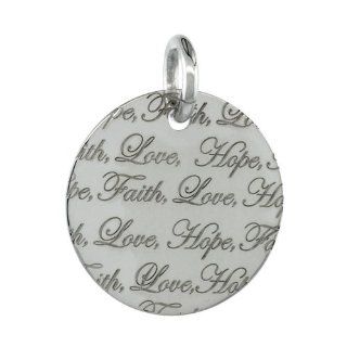 Sterling Silver FAITH LOVE HOPE Round Pendant, 30mm (1 3/16 inch) wide Jewelry