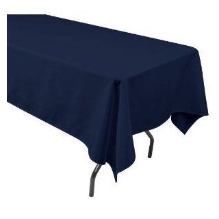 LA Linen, Polyester Poplin Rectangular Tablecloth, 60 x 102 Inch, Navy Blue  