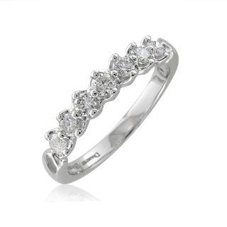 14k White Gold 7 Stone Diamond Band Ring (GH, I1 I2, 0.50 carat) Jewelry
