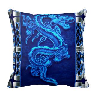 Royal Blue Dragon Throw Pillow