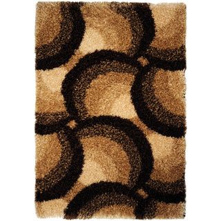 Chic Luxurious Soft Shag Waves Brown Beige Area Rug (5' x 6'10) 5x8   6x9 Rugs
