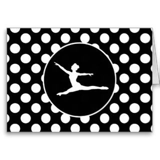 Black and White Polka Dots; Ballet Greeting Card