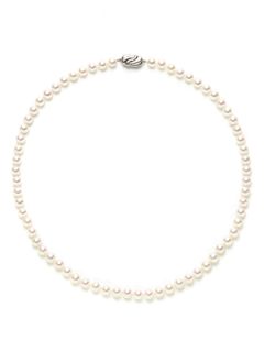 White Saltwater Pearl Strand & Silver Necklace by Takahashi