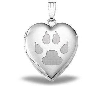 Sterling Silver "Cats Paw Print" Sweetheart Heart Locket 3/4 Inch X 3/4 Inch Jewelry