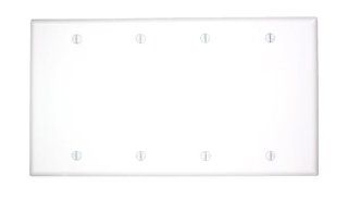 Leviton 88064 4 Gang No Device Blank Wallplate, Standard Size, Thermoset, Box Mount, White   Switch Plates  