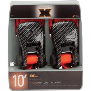SmartStrap CarbonX Premium Ratchet Tie-Downs — 10ft.L, 2-Pack, 3000-Lb. Breaking Strength, Orange  Ratchet Tie Down Straps